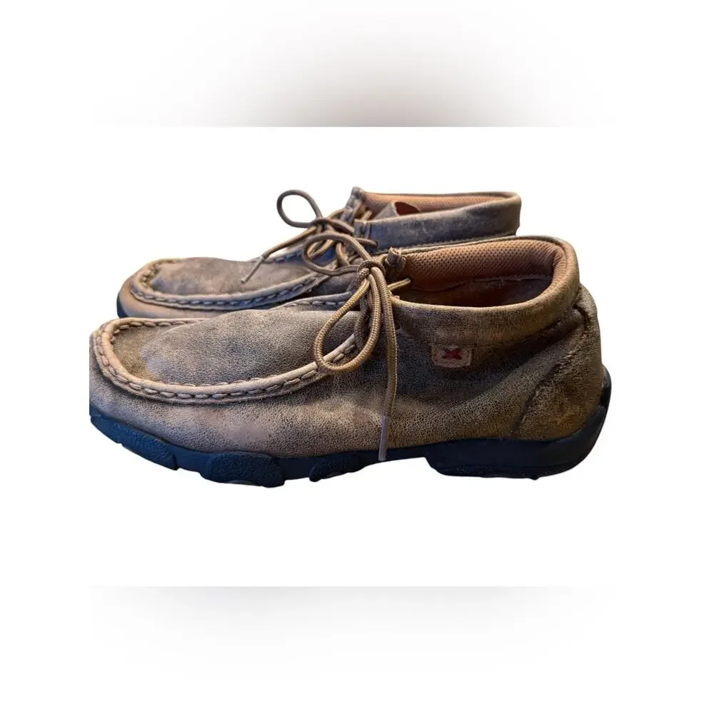 Twisted X Youth 3.5 Casual Moc Toe Leather Shoes in Brown